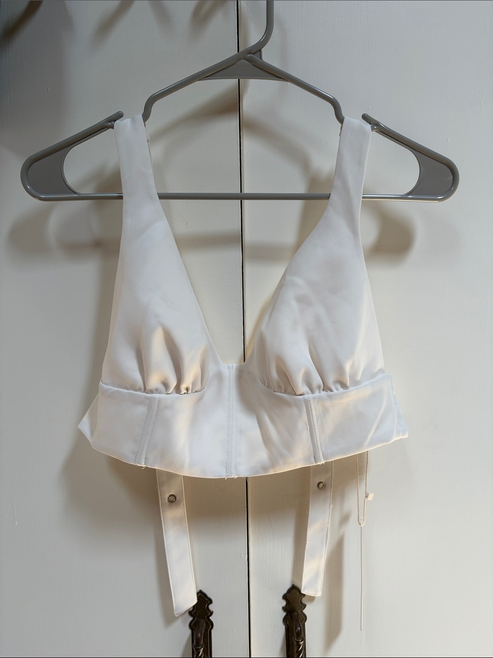 For Love And Lemons White Sculpted Crop Bralette